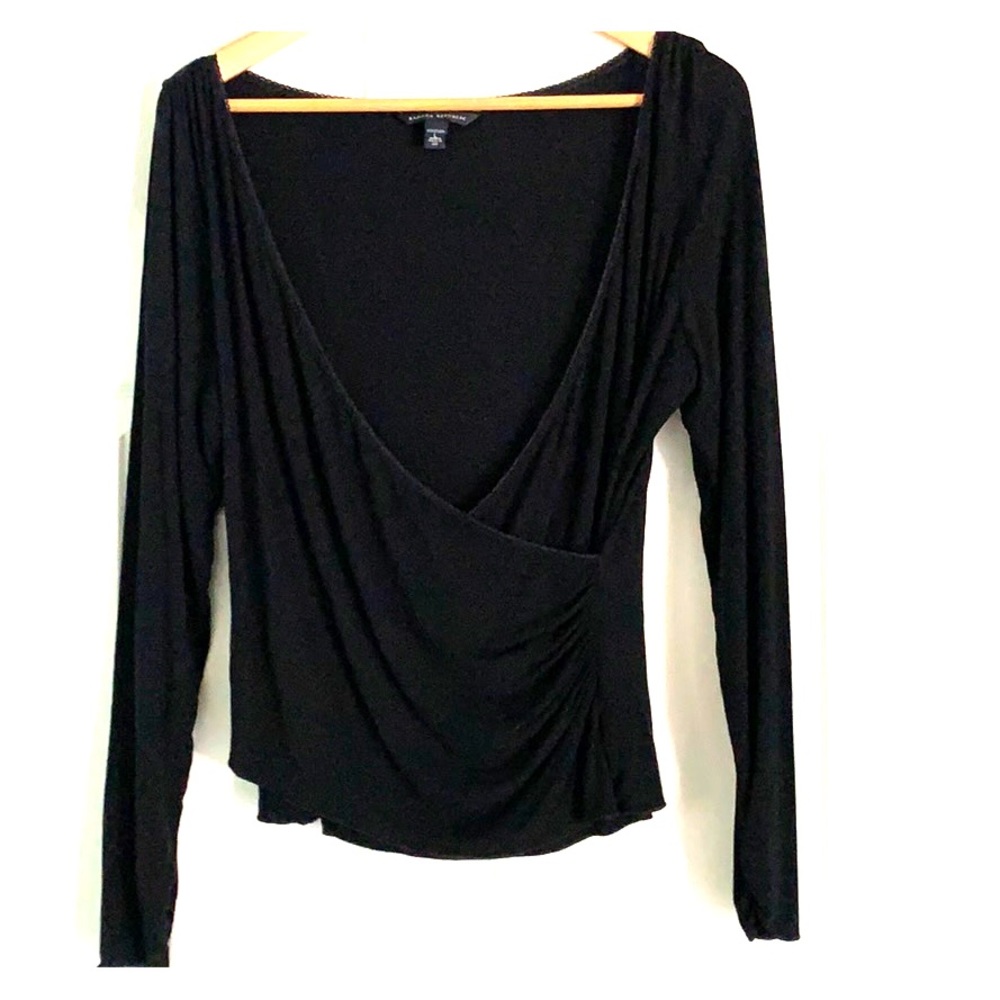 Black knit wrap top